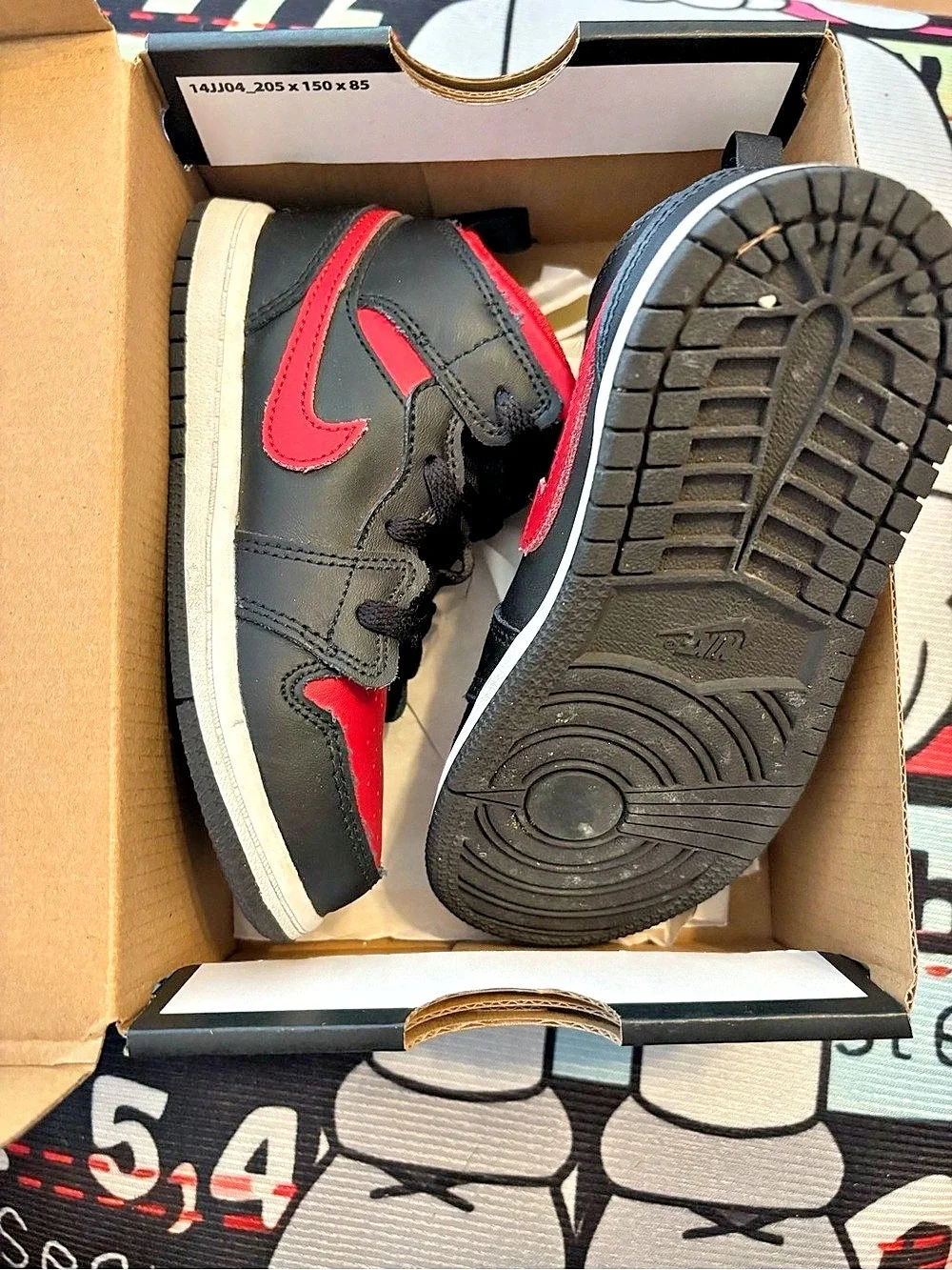 Jordan Jordan 1 Mid (TD) Black & Red Baby US 10c Like New